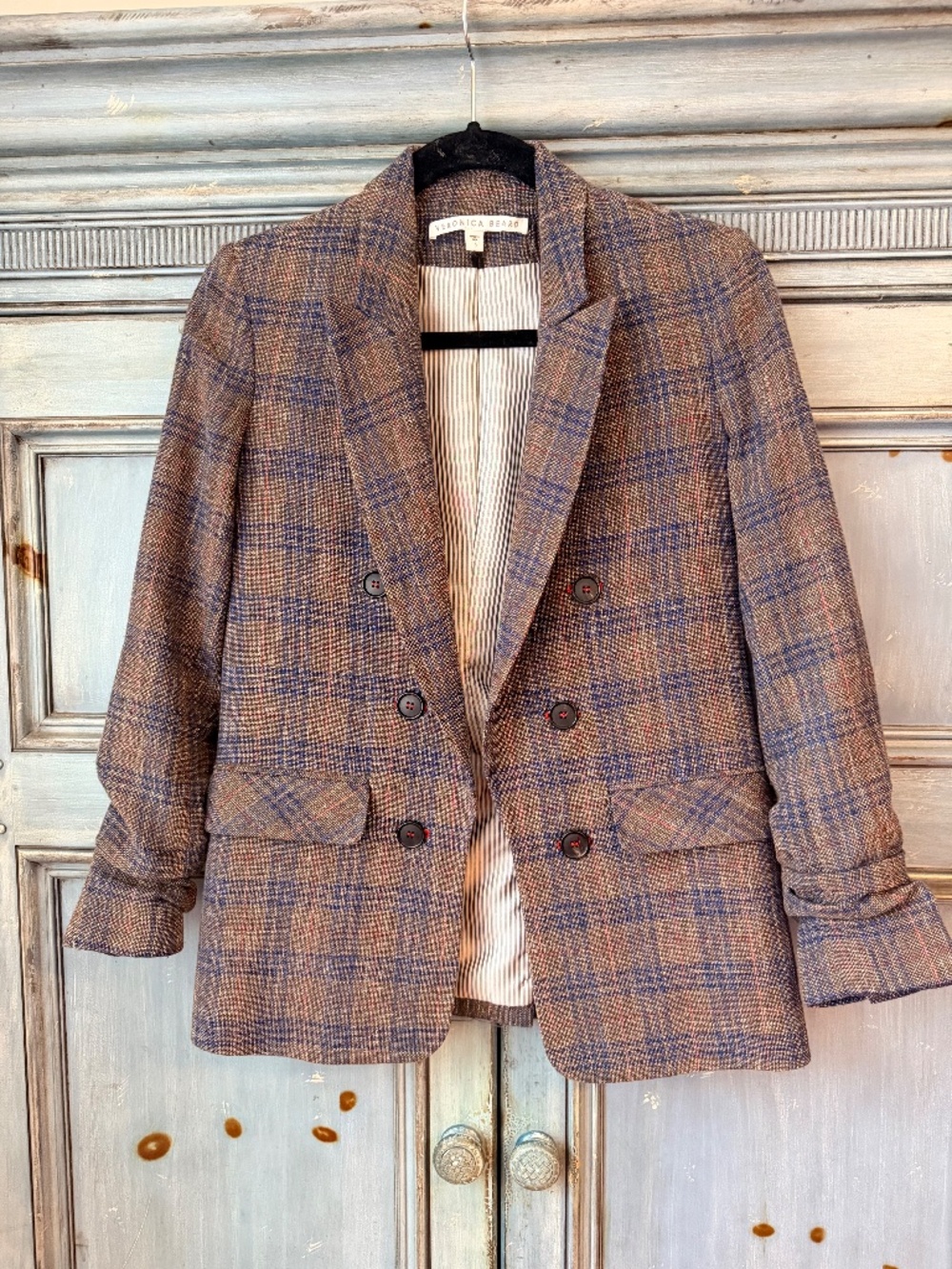 Veronica Beard Earth Tone Plaid Beacon Dickey Jacket Size 0